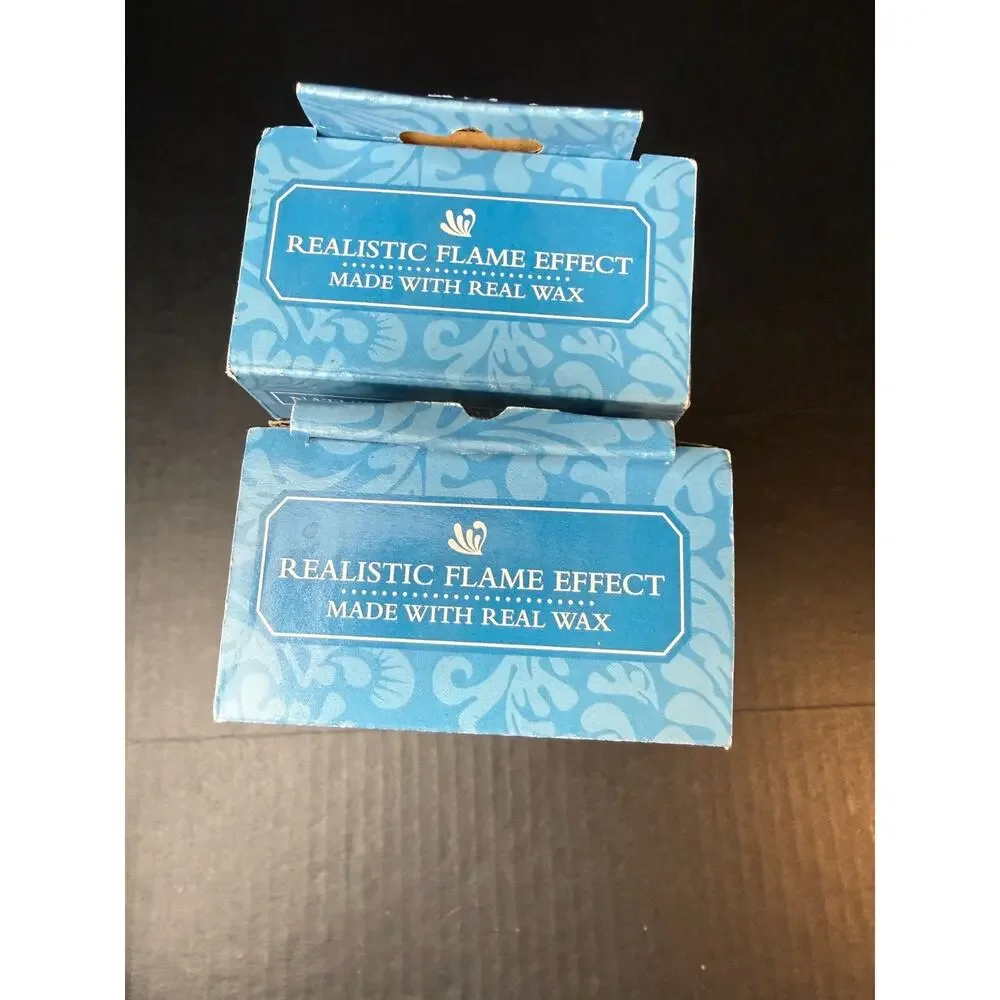 Pacific Accents Flameless Real Wax Taper Candles Silver Glitter 2 sets of 2 NEW